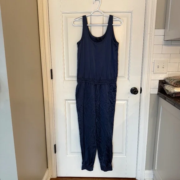 Theory Hekuba Silk Jumpsuit Dark Blue 31862